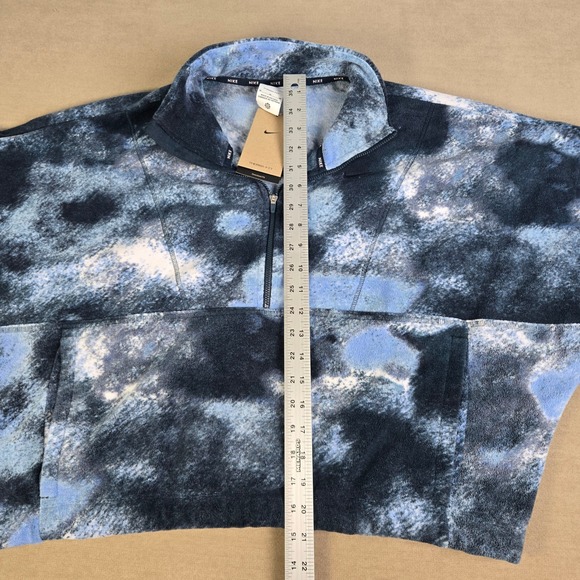 Nike Womens Jacket Therma Fit Fleece Oversized 1/2 zip Cropped Tie Dye M FZ6969 - Picture 4 of 5
